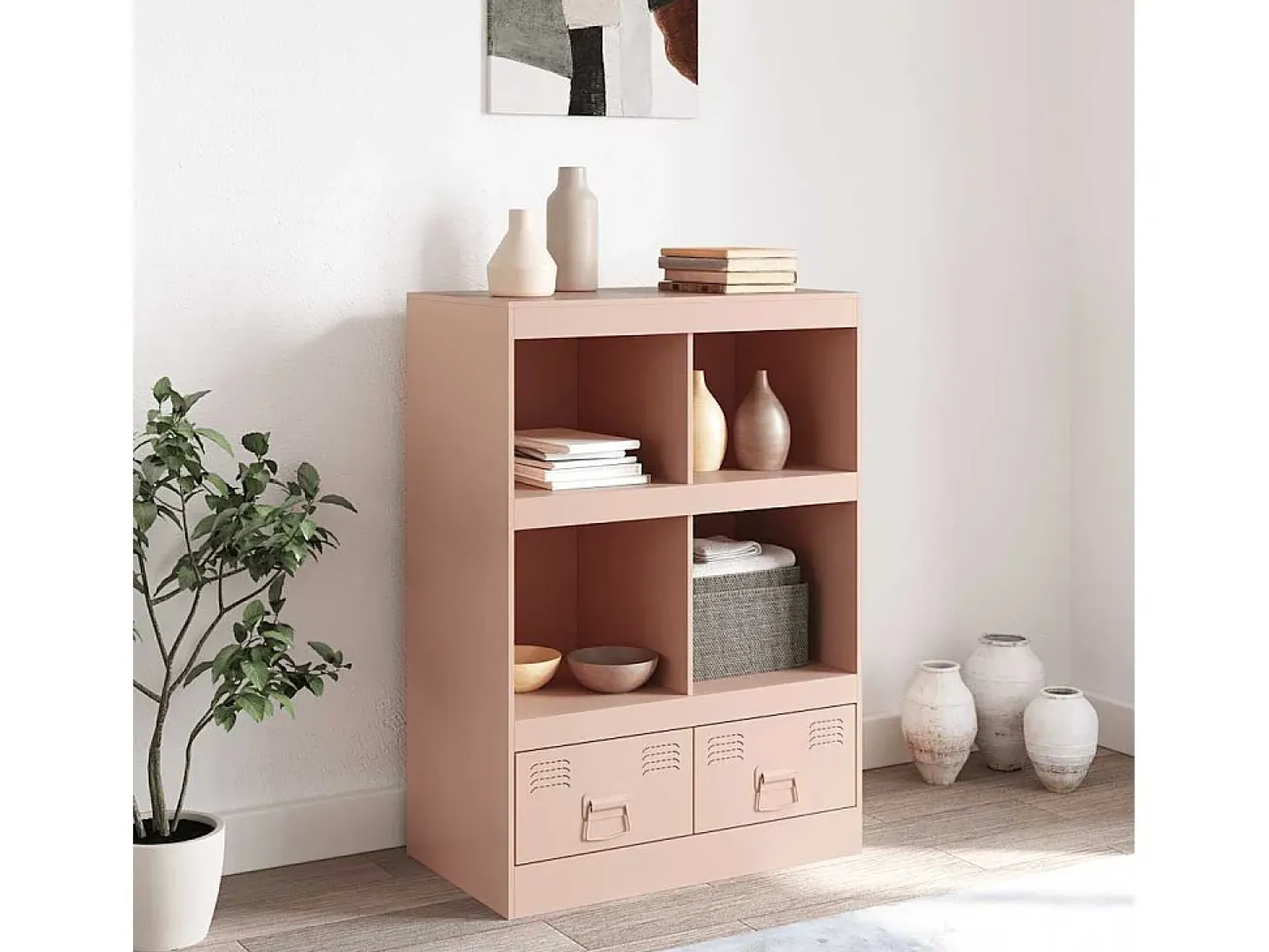 Aparador de acero rosa 67x39x95 cm