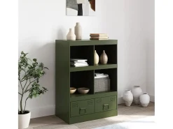 Aparador de acero verde oliva 67x39x95 cm ES354414