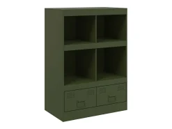 Aparador de acero verde oliva 67x39x95 cm ES354414