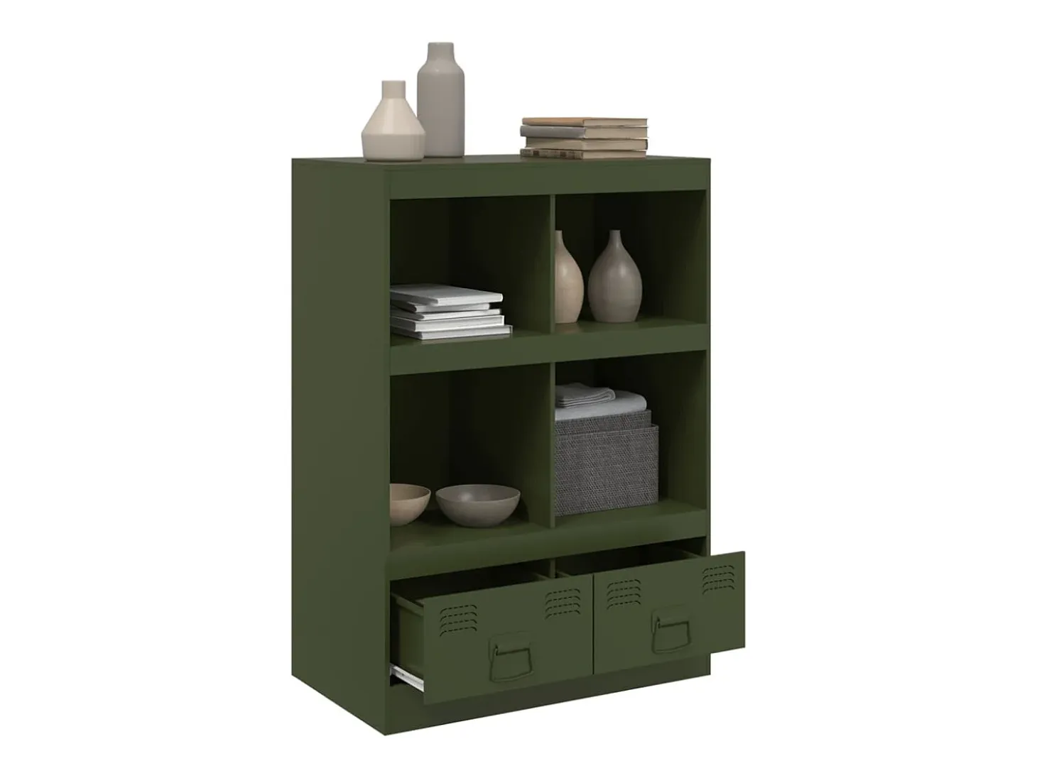 Aparador de acero verde oliva 67x39x95 cm ES354414