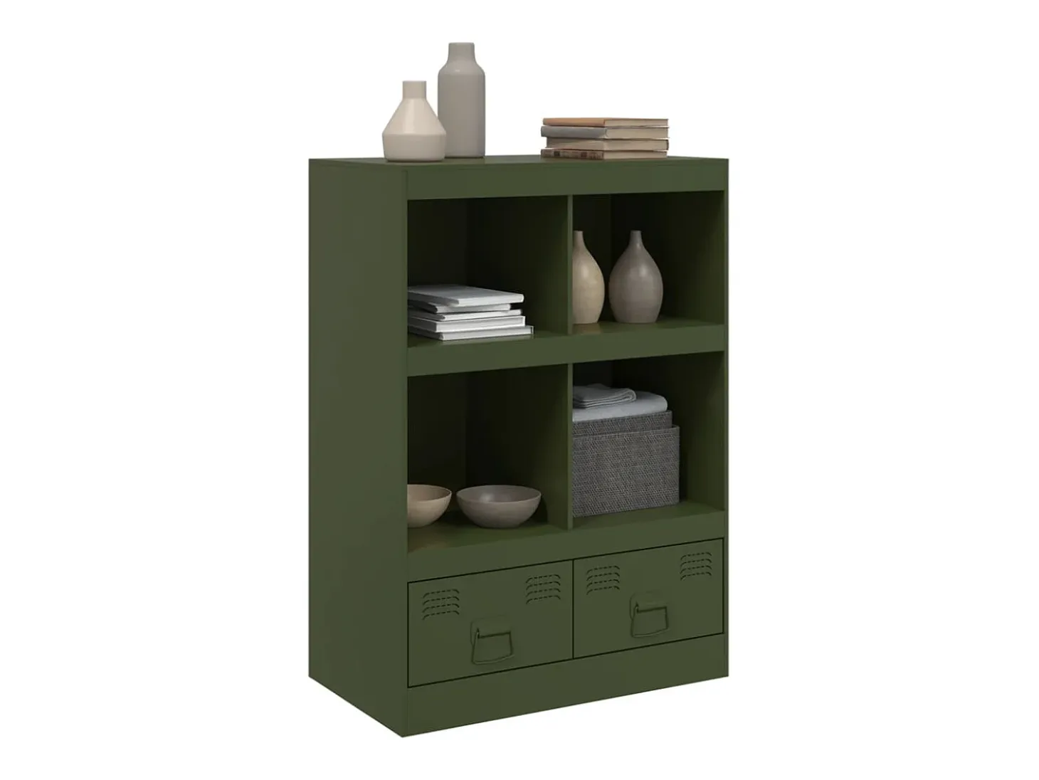 Aparador de acero verde oliva 67x39x95 cm ES354414