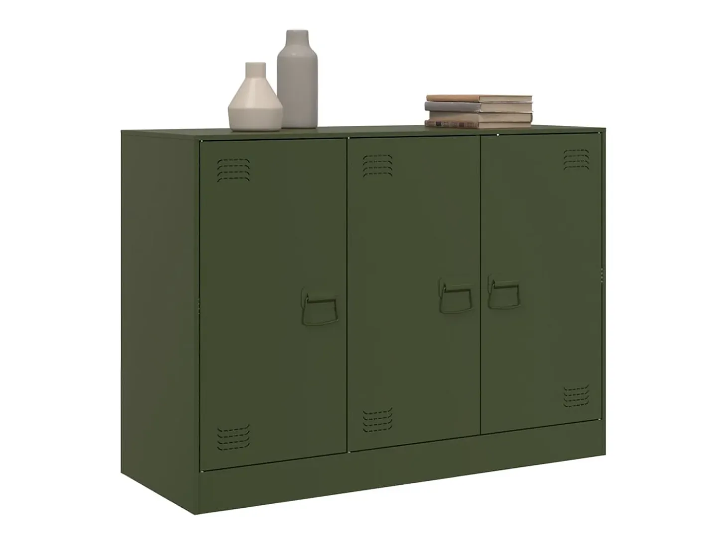 Aparador de acero verde oliva 99x39x73 cm ES430349
