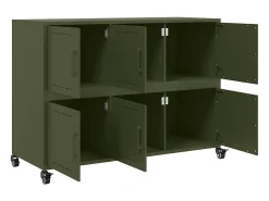 Aparador de acero verde oliva 100,5x39x72 cm