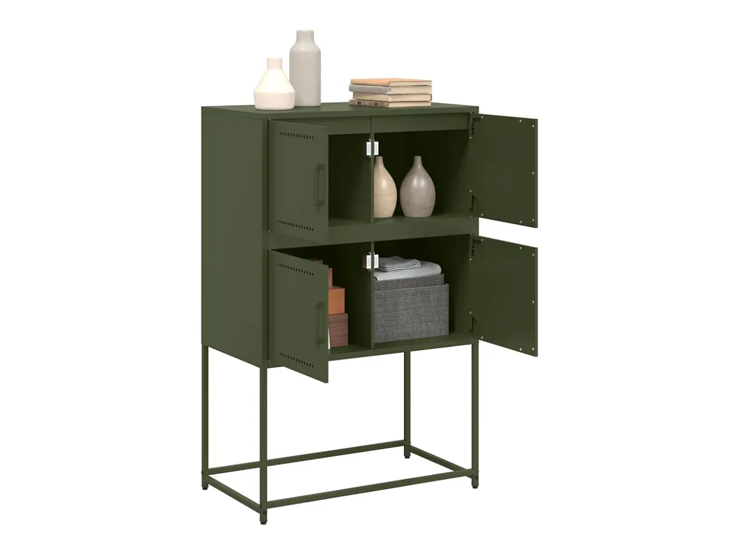 Aparador de acero verde oliva 68,5x38,5x107 cm