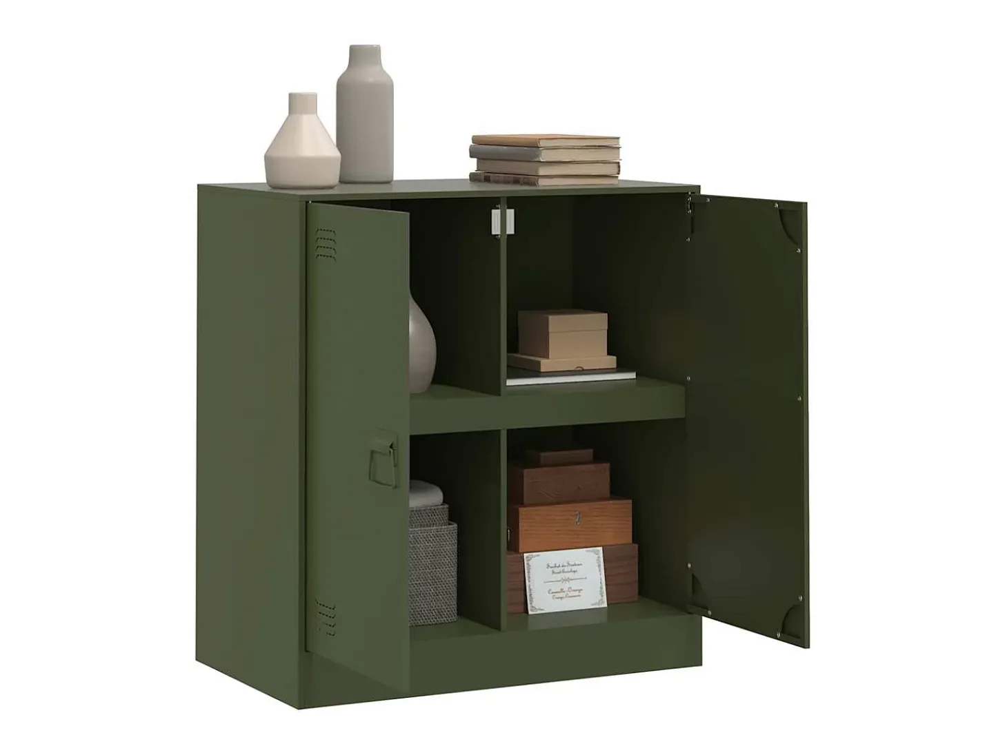 Aparador de acero verde oliva 67x39x73 cm