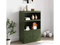 Aparador de acero verde oliva 67x39x107 cm