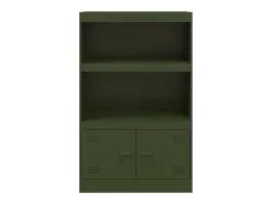 Aparador de acero verde oliva 67x39x107 cm