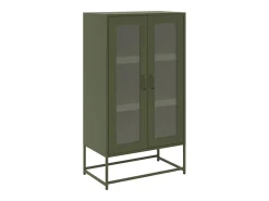 Aparador de acero verde oliva 68x39x123 cm