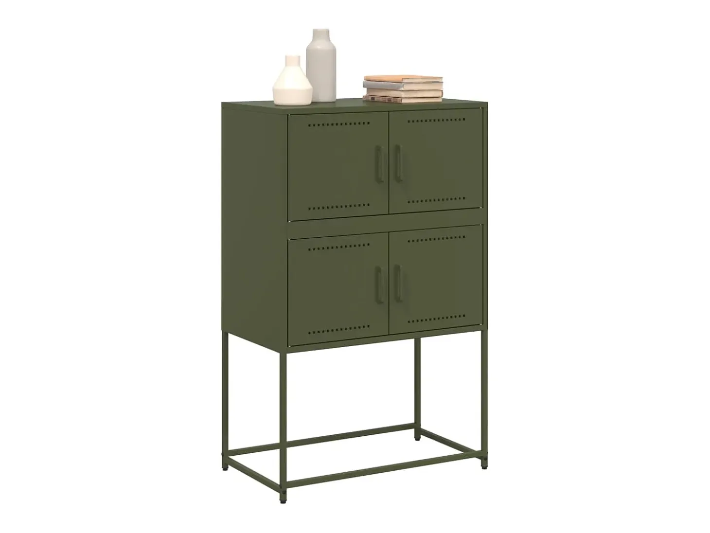 Aparador de acero verde oliva 68,5x38,5x107 cm ES606574