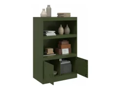 Aparador de acero verde oliva 67x39x107 cm ES794356