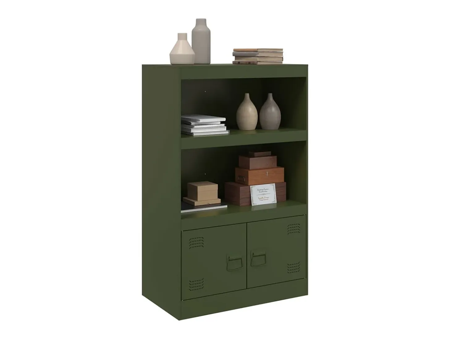 Aparador de acero verde oliva 67x39x107 cm ES794356