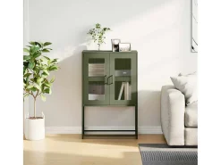 Aparador de acero verde oliva 68x39x107 cm