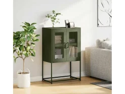 Aparador de acero verde oliva 68x39x107 cm
