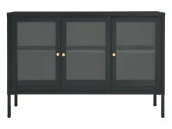 Aparador de acero y vidrio gris antracita 105x35x70 cm