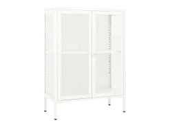 Aparador de acero y vidrio blanco 75x35x105 cm ES626222