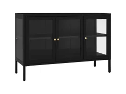 Aparador de acero y vidrio negro 105x35x70 cm ES95186