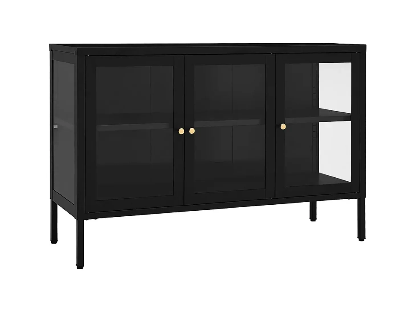 Aparador de acero y vidrio negro 105x35x70 cm ES95186