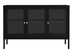 Aparador de acero y vidrio negro 105x35x70 cm ES95186