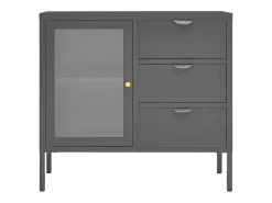 Aparador de acero y vidrio templado antracita 75x35x70 cm ES20294