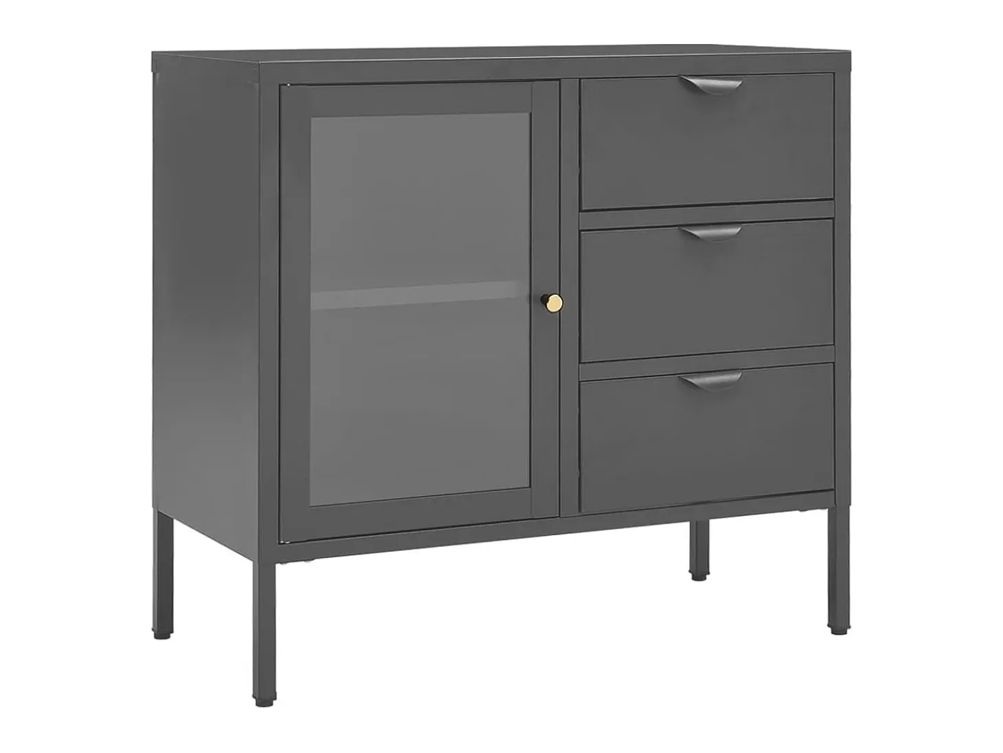 Aparador de acero y vidrio templado antracita 75x35x70 cm ES20294