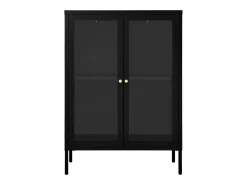 Aparador de acero y vidrio negro 75x35x105 cm