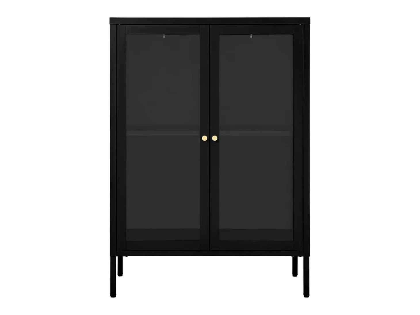 Aparador de acero y vidrio negro 75x35x105 cm