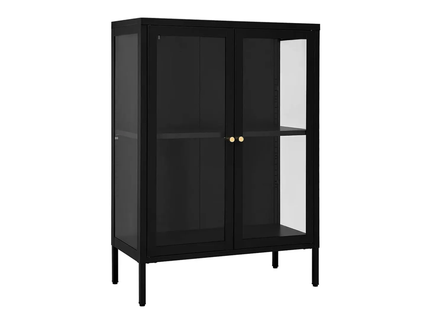 Aparador de acero y vidrio negro 75x35x105 cm