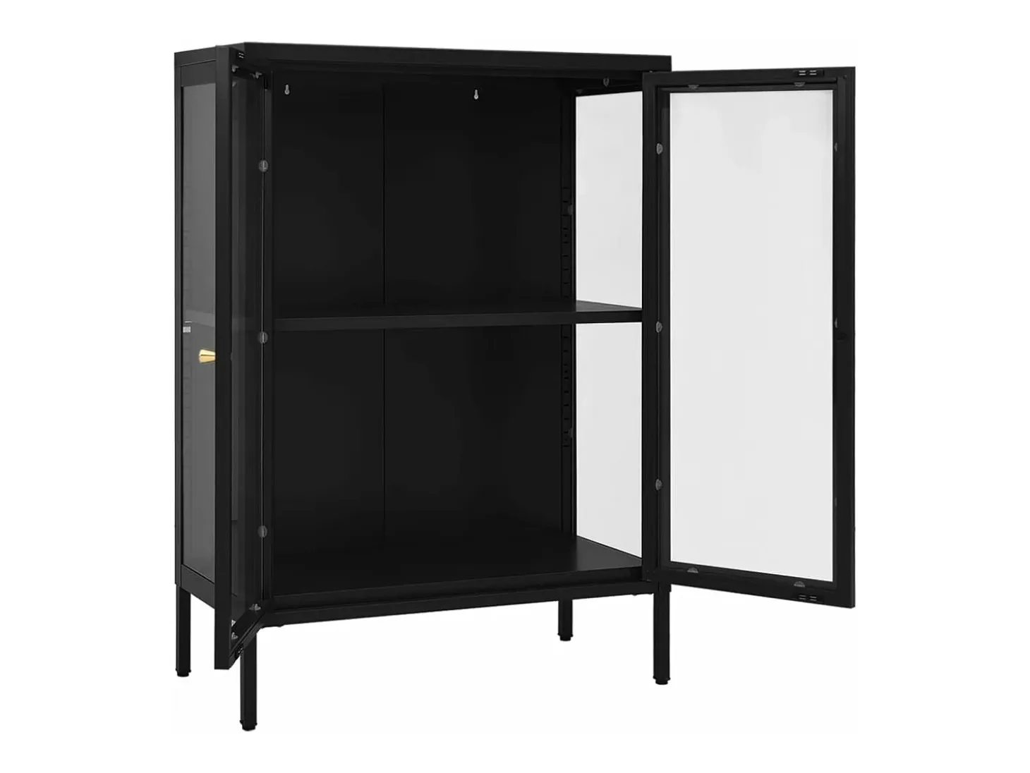 Aparador de acero y vidrio negro 75x35x105 cm