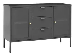 Aparador de acero y vidrio templado blanco 105x35x70 cm ES922312