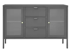 Aparador de acero y vidrio templado blanco 105x35x70 cm ES922312