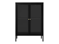 Aparador de acero y vidrio negro 75x35x105 cm ES58640