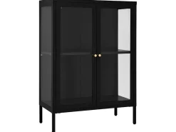 Aparador de acero y vidrio negro 75x35x105 cm ES58640