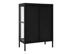 Aparador de acero y vidrio negro 75x35x105 cm ES58640