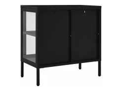 Aparador de acero y vidrio negro 70x35x70 cm