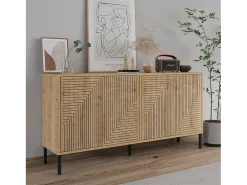 Aparador de aglomerado – 150 cm x 75 cm x 36 cm – Roble Zafiro – Aglomerado recubierto de melamina