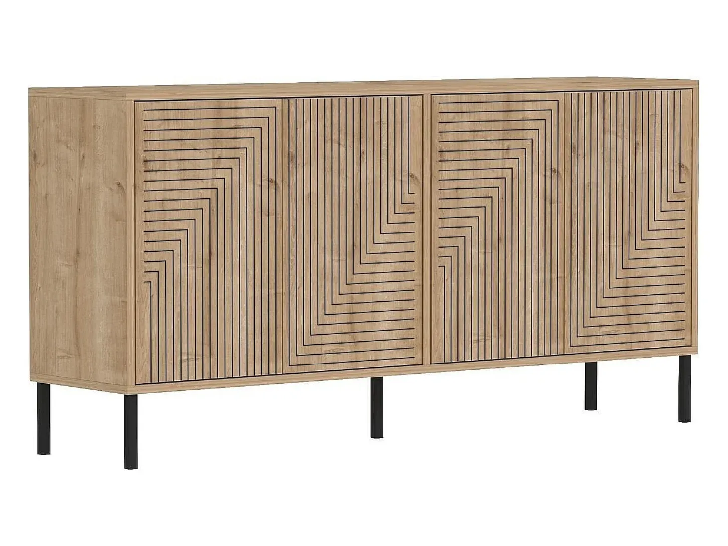 Aparador de aglomerado – 150 cm x 75 cm x 36 cm – Roble Zafiro – Aglomerado recubierto de melamina