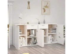 Aparador de aglomerado blanco 160x36x75 cm