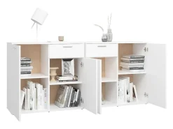 Aparador de aglomerado blanco 160x36x75 cm
