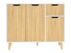 Aparador de aglomerado color blanco y roble Sonoma 90x30x72 cm