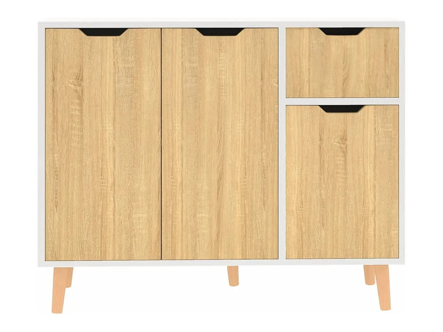 Aparador de aglomerado color blanco y roble Sonoma 90x30x72 cm