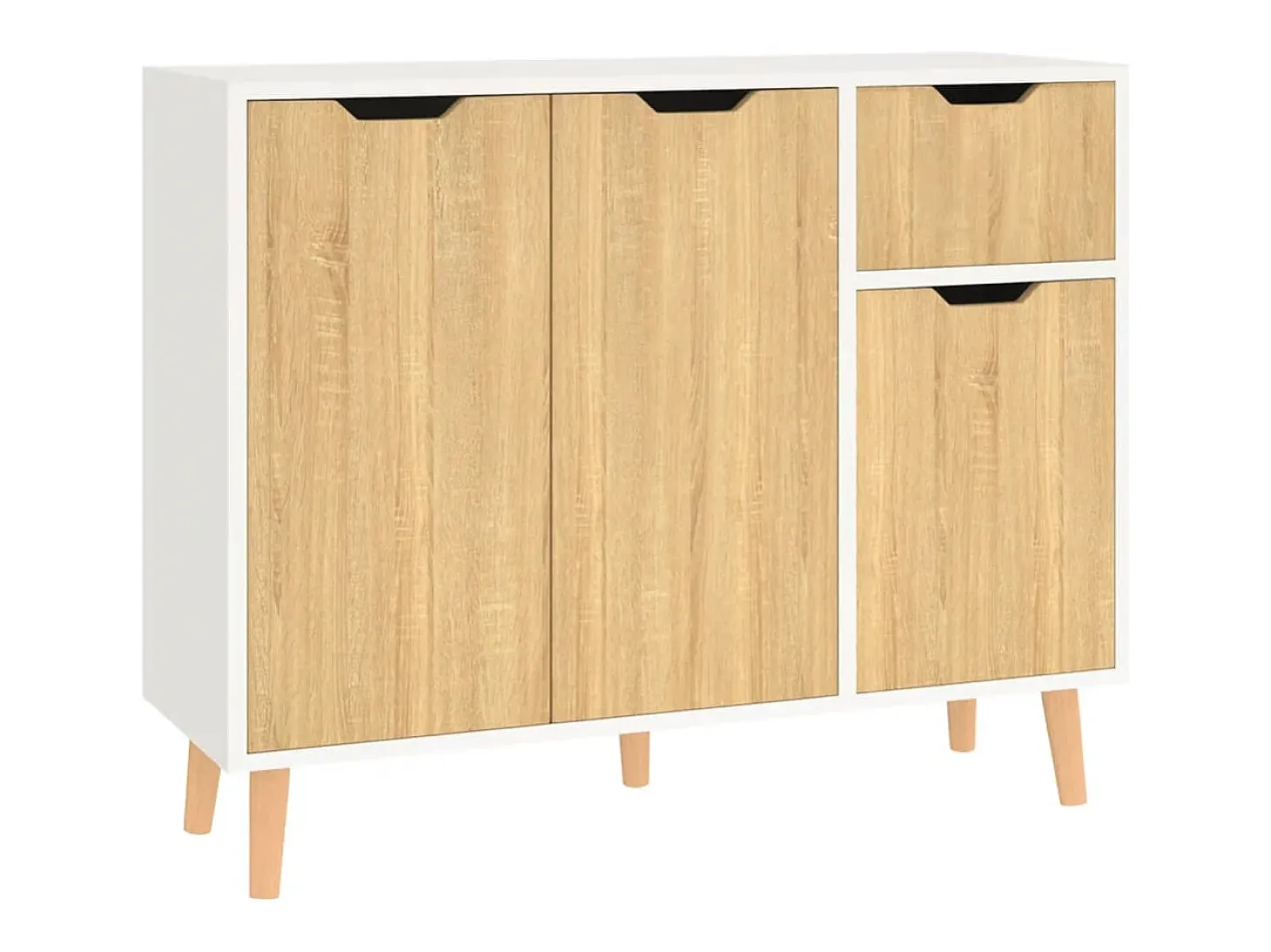 Aparador de aglomerado color blanco y roble Sonoma 90x30x72 cm