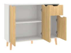 Aparador de aglomerado color blanco y roble Sonoma 90x30x72 cm