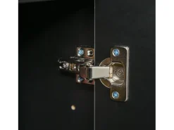 Aparador de almacenaje negro con 2 cajones y 2 puertas, madera contrachapada, antiderrames (117x36x74cm)
