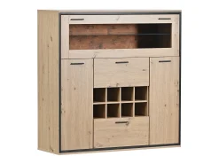 Aparador de almacenamiento, elegante vitrina para vinos con puertas dobles, estante de vidrio y soporte para vinos: almacenamiento perfecto