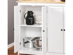 Aparador de Almacenamiento con Encimera Isla de Cocina Múltiple con 2 Puertas y 6 Estantes KNL09-WN SoBuy ES
