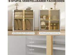 Aparador de alto brillo con 2 puertas y estante ajustable, para cocina y salón, 80 x 40 x 80 cm, blanco