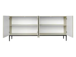 Aparador de cachemir de 4 puertas con pie de metal negro 200x45 cm