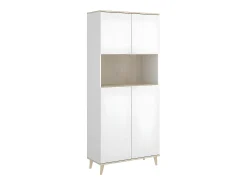 Aparador de cocina - 4 puertas, 1 hueco - Blanco y roble - WAJDI