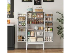 Aparador de cocina - 120 x 59 x 30 cm - con 2 puertas con estantes - estilo vintage - MDF - blanco