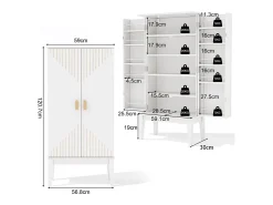 Aparador de cocina - 120 x 59 x 30 cm - con 2 puertas con estantes - estilo vintage - MDF - blanco
